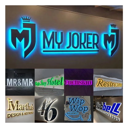 Custom LED Business Sign 3D Illuminated Letters Waterproof Shop Sign Personalized Company Logo Outdoor Signboard Office Shop