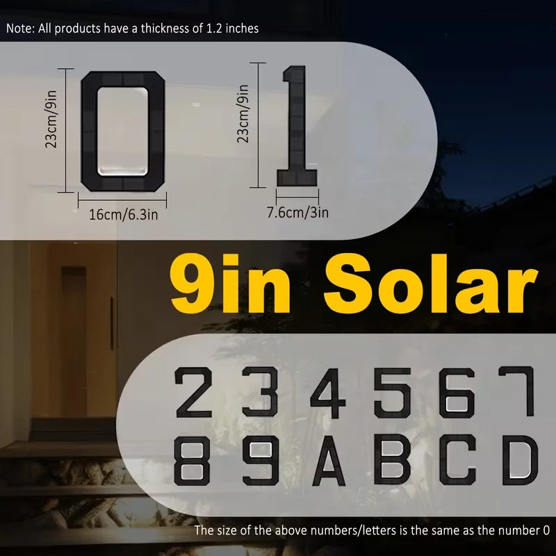 23cm Solar LED Address Sign, Digital House Number Light,Shopping Mall Door Address Smart Sensing LED Lights,No Wiring Required