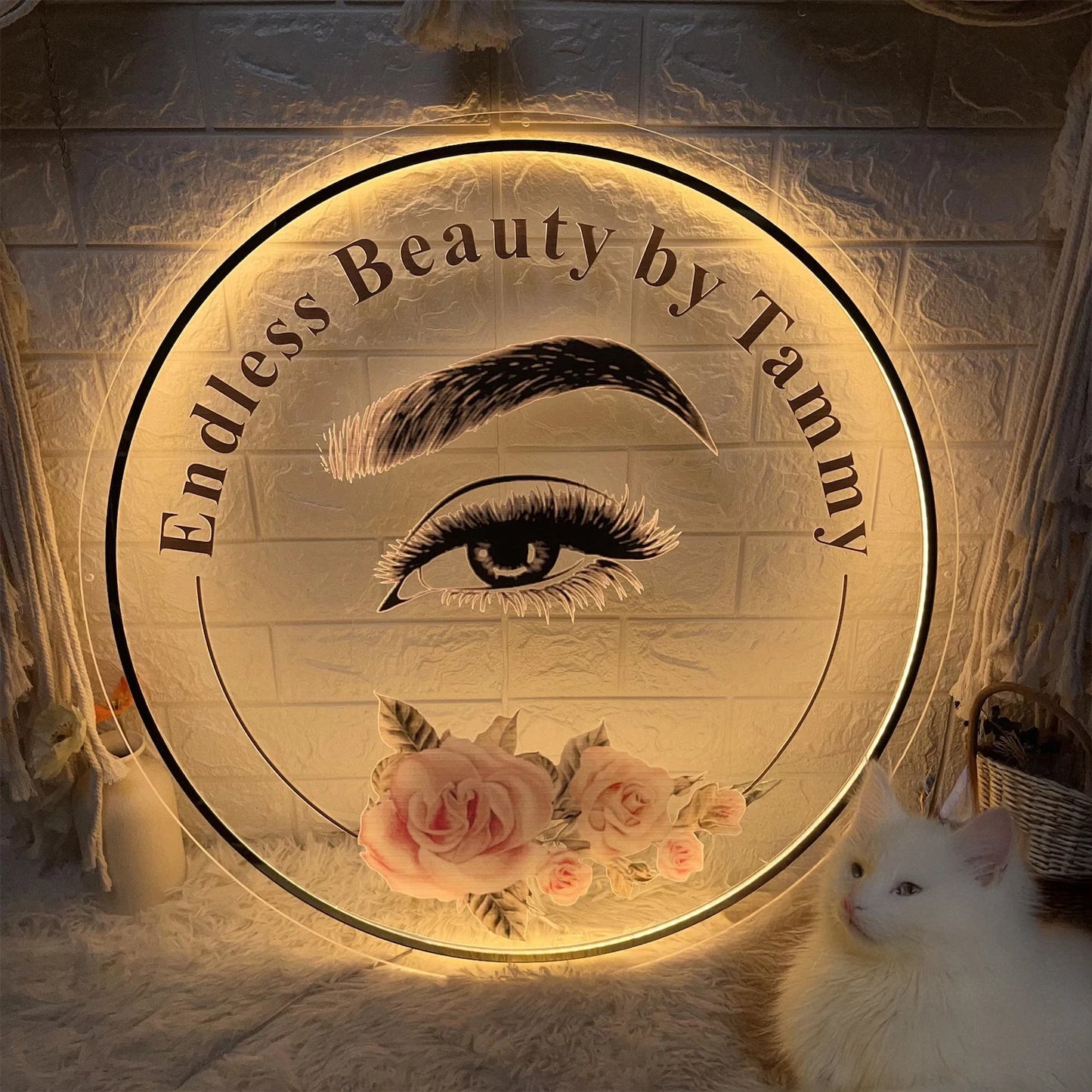 Customized Business Sign With LED Backlit Floating LED Personalized Logo Sign for Beauty Salon Office Spa Illuminated Wall Sign