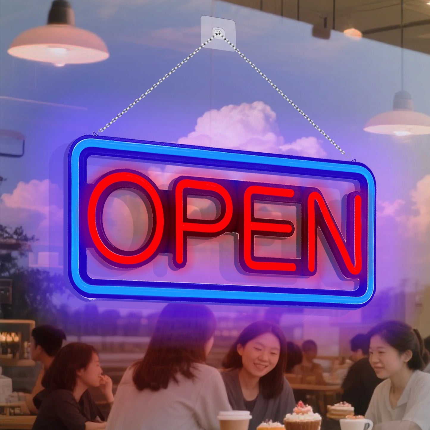 LED Neon Lights Blue OPEN Signs for Shops And Bars Store Business Sign Lighting