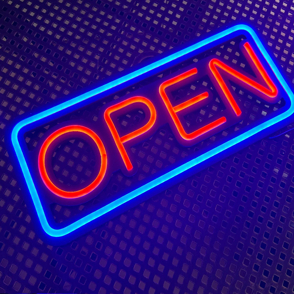 LED Neon Lights Blue OPEN Signs for Shops And Bars Store Business Sign Lighting