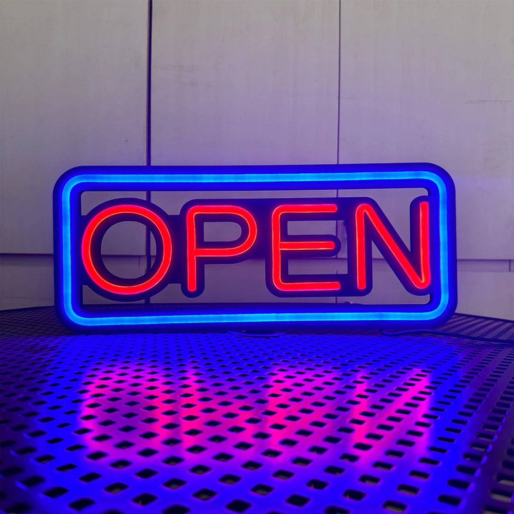 LED Neon Lights Blue OPEN Signs for Shops And Bars Store Business Sign Lighting