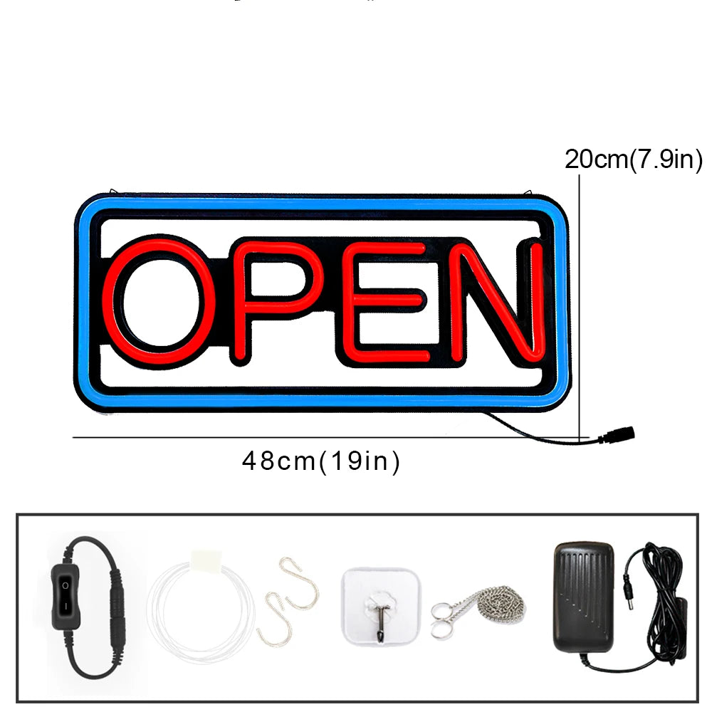 LED Neon Lights Blue OPEN Signs for Shops And Bars Store Business Sign Lighting