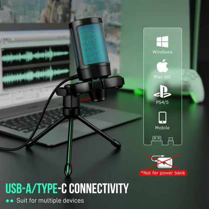 FIFINE RGB USB Gaming Microphone