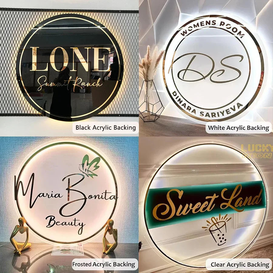 Customized Business Sign With LED Backlit Floating LED Personalized Logo Sign for Beauty Salon Office Spa Illuminated Wall Sign