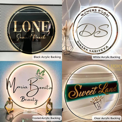 Customized Business Sign With LED Backlit Floating LED Personalized Logo Sign for Beauty Salon Office Spa Illuminated Wall Sign